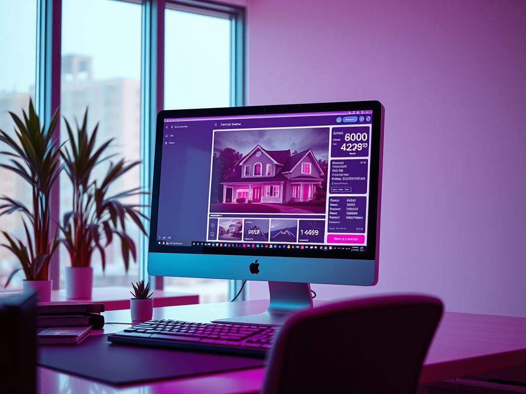 A high-end, tri-fold property brochure partially opened on a dark slate desk, revealing a heroic full-width property photo, clean typography, and neatly structured bullet points. Around it lie a stack of identical brochures secured with a minimalist paper band, a pair of reading glasses case closed for no human presence, and a slim, brushed-metal USB drive labeled "Listing Assets". A faint reflection shimmers on the brochure’s semi-gloss finish. Directional side lighting from a modern desk lamp outside the frame creates controlled highlights and defined shadows, emphasizing texture and print quality. Captured in photographic realism with a low, close-up angle and shallow depth of field, the composition feels refined, intentional, and quietly luxurious, highlighting print-ready, professional materials.